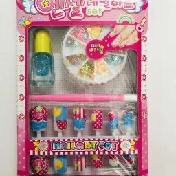 Pack of 1 Nail Art Kit with 12 Artificial Nails with Tools and Glitters Home Salon Birthday Gift for Girls Little Girls, Kids (Random Cute Nail Designs)-10