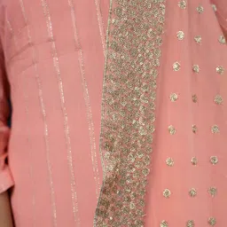 Label Shaurya Sanadhya Striped Chanderi Silk Sequined Kurta with Trousers & With Dupatta image 2