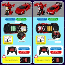 fiddlerz Remote Control Transforming Robot Car Toy with 360° Rotation & Rechargeable Car image 5