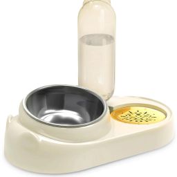 2-in-1 Dog Bowl Set Plastic, Stainless Steel Pet Bowl & Bottle-image-1