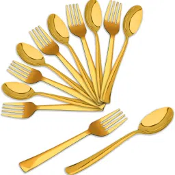 Golden Spoon Set | Fork | Kitchen Utensils | Spoon and Fork set | Long Spoons 1 Stainless Steel Table Spoon Set-1