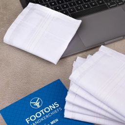 FOOTONS Men’s Premium Cotton Handkerchief | Ultra Soft | Gentle Skin-Friendly Fabric ["White"] Handkerchief-image-81