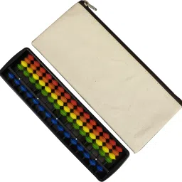 Abacus Math Learning Kit for Kids 15 Rod Colour with Canvas White Pouch-15