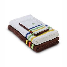 United Colors of Benetton Brown & White 4 Pieces Striped Pure Cotton 450 GSM Towel Set-image-53