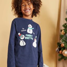 KIABI Boys Printed Drop-Shoulder Sleeves Applique T-shirt-image-32