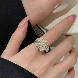 TheVineGirl Gold-Plated Alloy Cubic Zirconia Finger Ring-image-31