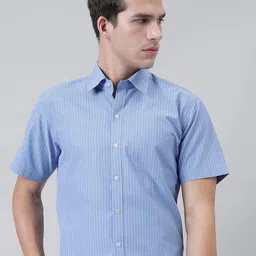 ACCOX Comfort Vertical Striped Short Sleeves Cotton Formal Shirt-picture-33