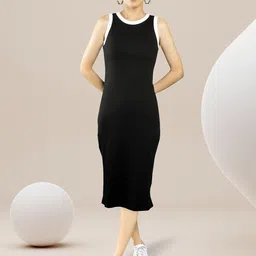 Chemistry Women Solid Round Neck Bodycon Midi Dress-picture-30