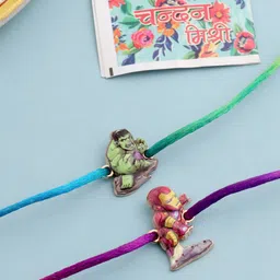 NVR Set Of 2 Cartoon Design Thread Rakhi with Roli Chawal Chandan & Mishri-12
