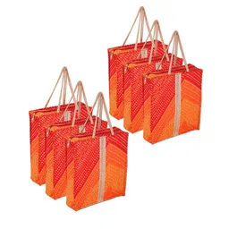 Kuber Industries Colourblocked Bucket Handheld Bag with Cut Work-5