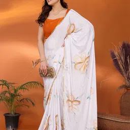 DIVASTRI Floral Poly Chiffon Saree-image-54