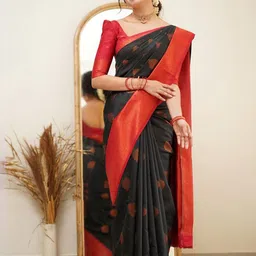 KALINI Ethnic Motifs Woven Design Zari Pure Silk Kanjeevaram Saree-image-20