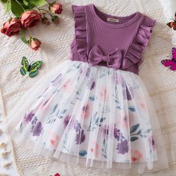 INCLUD Girls Floral Print Tulle Fit & Flare Dress-image-37