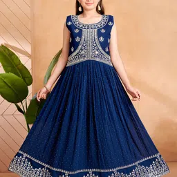BAESD Girls Ethnic Motifs Embroidered Mirror Work Gown Maxi Dress-image-66