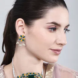 PUJVI Artificial Stones Studded & Beaded Jewellery Set-picture-3
