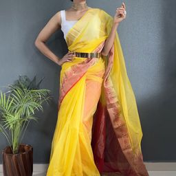 LeeliPeeri Designer Embellished Zari Organza Kanjeevaram Saree-image-9