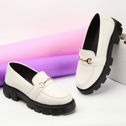 Alishtezia Women Chunky Sole Horsebit Loafers-image-100