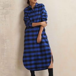 trueBrowns Checked Woollen Shirt Midi Dress-image-53