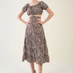 aayu Women Print Puff Sleeve Crepe Fit & Flare Midi Dress-picture-48