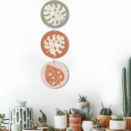 OLIVE TREE Set Of 3 White & Green Printed Wooden Wall HangingDecor-image-97
