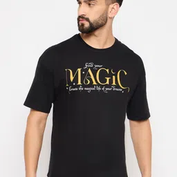 Mast & Harbour Men Typography Printed Pure Cotton Applique T-shirt-image-85