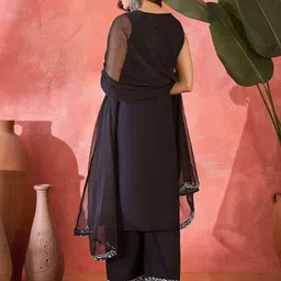 Sangria Geometric Printed Straight Kurta With Trouser & Dupatta Set image 5