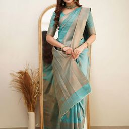bigben textile Woven Design Zari Silk Blend Designer Banarasi Saree-image-68