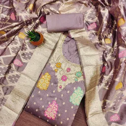 Blissta Floral Woven Design Unstitched Dress Material-image-8