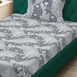 Myntra Elegant Homes Grey & White Printed 280 TC Single Bedsheet Set 2.28 m x 1.52 m-image-81
