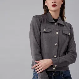 Athena Women Suede Open Front Jacket-10