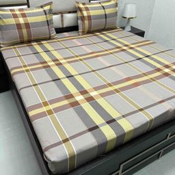 Pure Decor Grey & Green Queen Bedsheet with 2 Pillow Covers-image-83