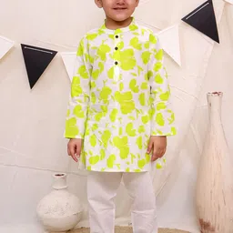 Ka-mee Boys Floral Printed Regular Pure Cotton Kurta with Pyjamas-29