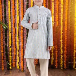 Pehanaava Boys Ethnic Motifs Printed Regular Pure Cotton Kurta with Pyjamas-77