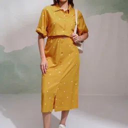 Tokyo Talkies Polka Dot Print Shirt Midi Dress-image-19