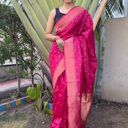 HERE&NOW Woven Design Zari Silk Blend Ready to Wear Saree-image-77