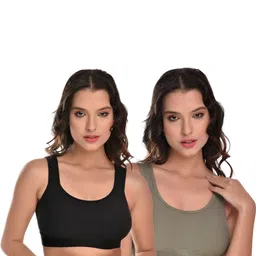 Women Cotton Black,Grey Non Padded Non-Wired Lingerie Bra Sport wear Gym Crop Tank Top-picture-57
