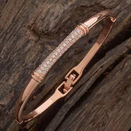 Kushal's Fashion Jewellery White Rose Gold Party Zircon Kada Bracelet-image-10