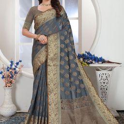ISHIKA FAB Ethnic Motifs Woven Design Zari Chanderi Saree-picture-33