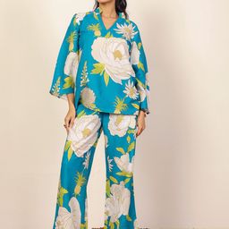 KAORI BY SHREYA AGARWAL Floral Printed Pure Cotton Top & Trouser Co-Ord Set-33