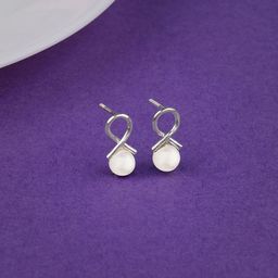 GIVA 925 Sterling Silver Rhodium-Plated Contemporary Pearl Studs Earrings-image-15