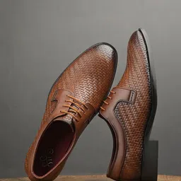 House Of Pataudi Men Textured Formal Lace Up Derbys-picture-37