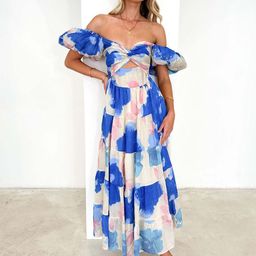 all about you Tie and Dye Print Off-Shoulder Maxi Dress-image-74