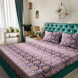 KLOTTHE Purple Floral Printed 300 TC Bedsheet With 2 Pillow Covers2.50 m x 2.25m-image-48