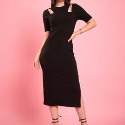 WineRed Bodycon Midi Dress-image-64