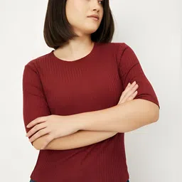 max Women Self Design Round Neck T-shirt-picture-30