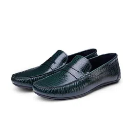 SHUTIQ Men Textured Leather Loafers-image-40