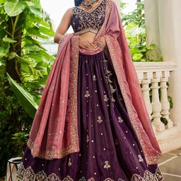 panchhi Embellished Sequinned Semi-Stitched Lehenga & Unstitched Blouse With Dupatta-picture-15
