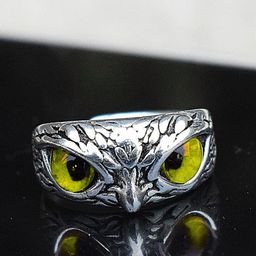 The Roadster Lifestyle Co Men Silver Plated Eye Owl Shaped Finger Ring-image-4