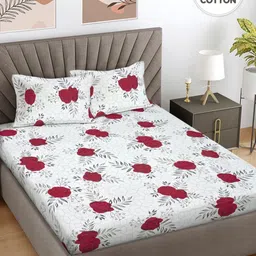 Myntra Elegant Homes Red Printed Pure Cotton 300 TC King Bedsheet Set 2.50 m x 2.25 m-image-79
