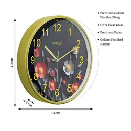 RANDOM Black & Green Printed Traditional Round Shaped Wall Clock image 2